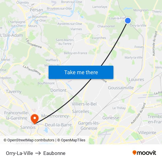 Orry-La-Ville to Eaubonne map