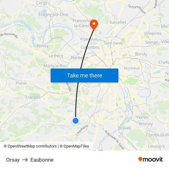 Orsay to Eaubonne map