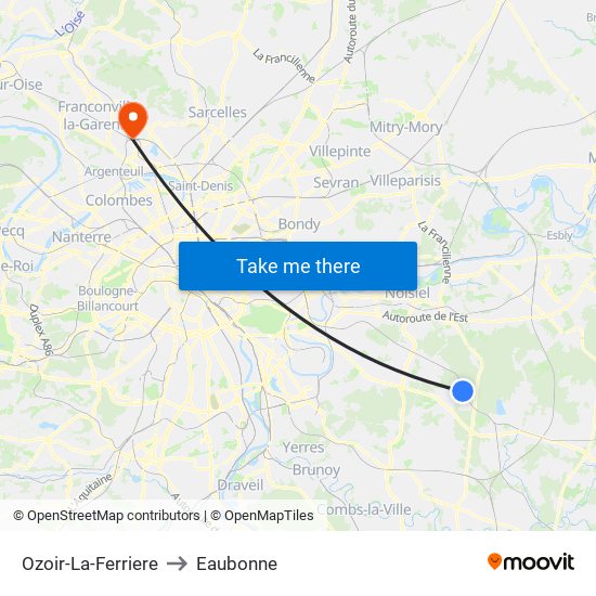 Ozoir-La-Ferriere to Eaubonne map
