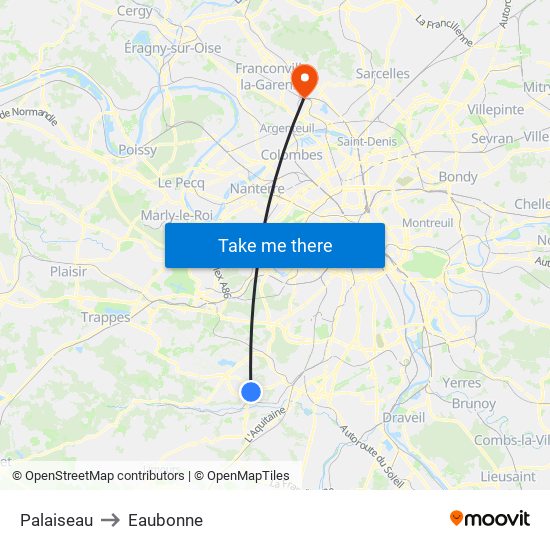 Palaiseau to Eaubonne map