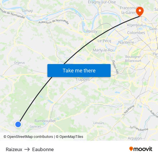 Raizeux to Eaubonne map