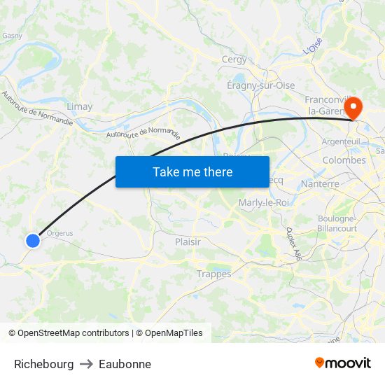 Richebourg to Eaubonne map
