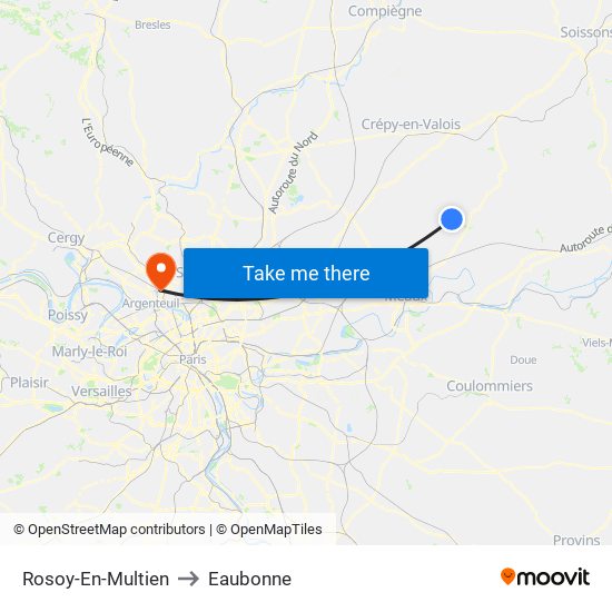 Rosoy-En-Multien to Eaubonne map