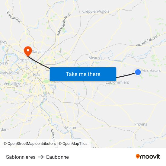 Sablonnieres to Eaubonne map