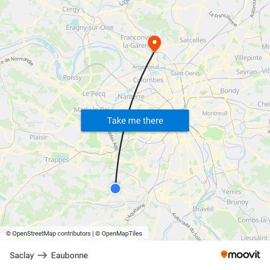 Saclay to Eaubonne map