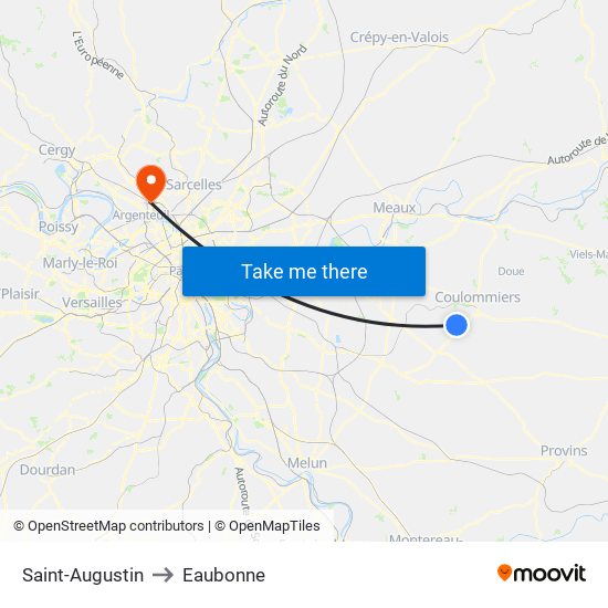 Saint-Augustin to Eaubonne map