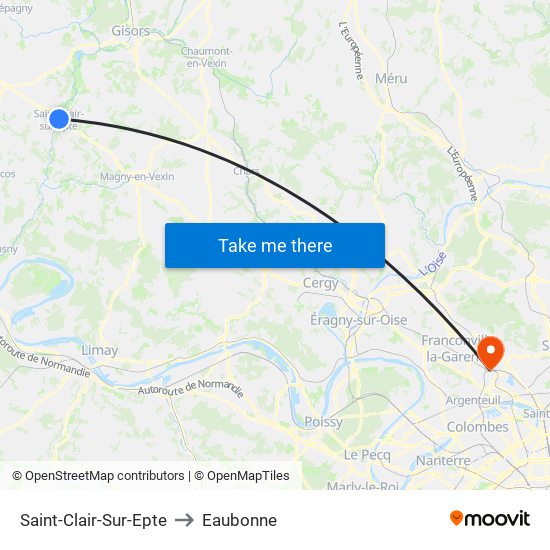 Saint-Clair-Sur-Epte to Eaubonne map
