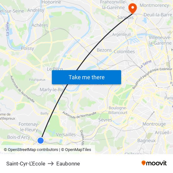 Saint-Cyr-L'Ecole to Eaubonne map