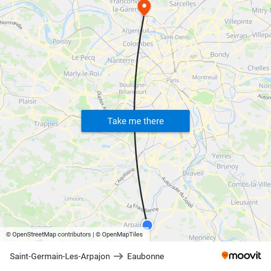 Saint-Germain-Les-Arpajon to Eaubonne map