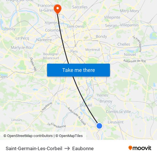 Saint-Germain-Les-Corbeil to Eaubonne map