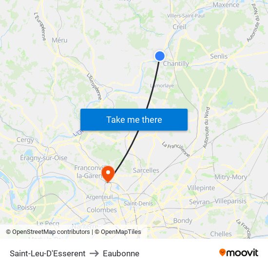 Saint-Leu-D'Esserent to Eaubonne map