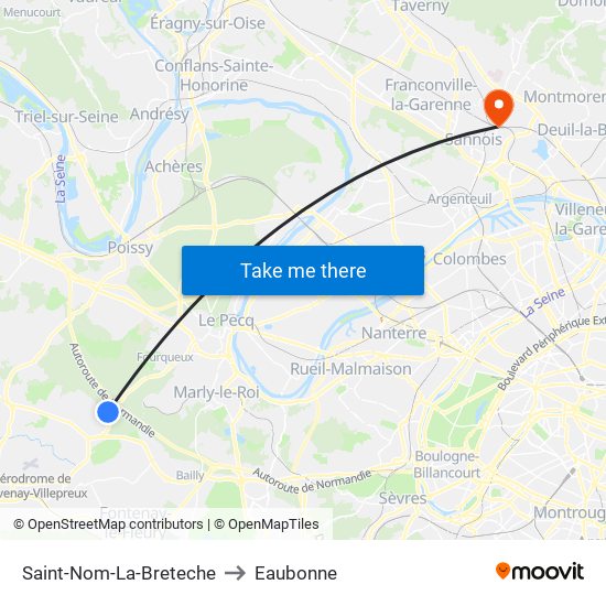 Saint-Nom-La-Breteche to Eaubonne map