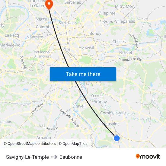 Savigny-Le-Temple to Eaubonne map