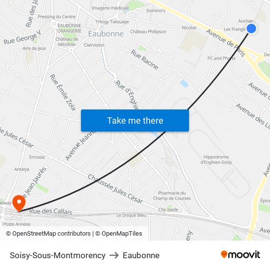 Soisy-Sous-Montmorency to Eaubonne map