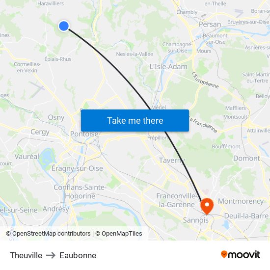 Theuville to Eaubonne map