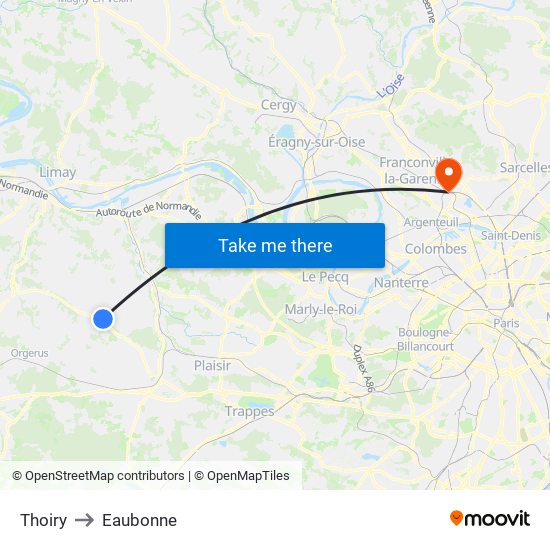 Thoiry to Eaubonne map