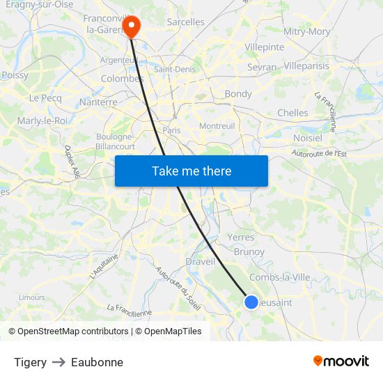 Tigery to Eaubonne map