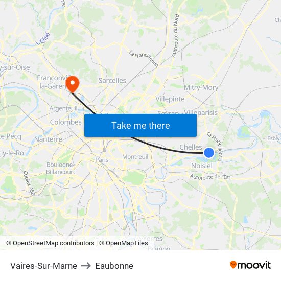 Vaires-Sur-Marne to Eaubonne map