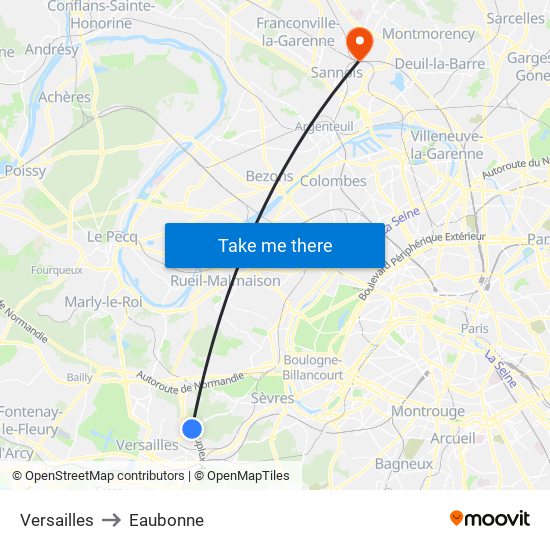 Versailles to Eaubonne map