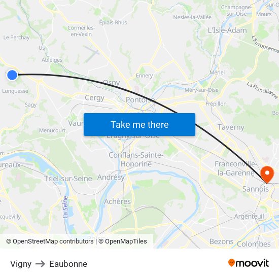 Vigny to Eaubonne map