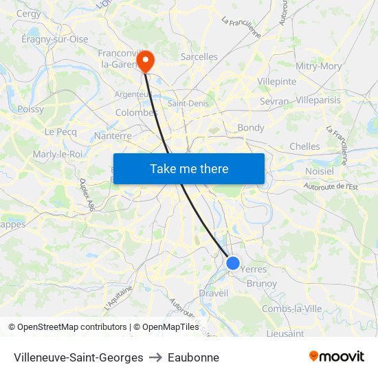 Villeneuve-Saint-Georges to Eaubonne map