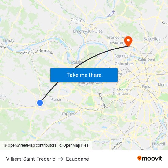 Villiers-Saint-Frederic to Eaubonne map