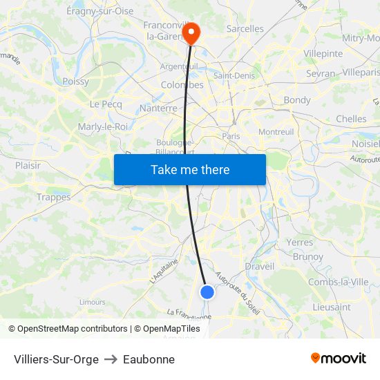 Villiers-Sur-Orge to Eaubonne map
