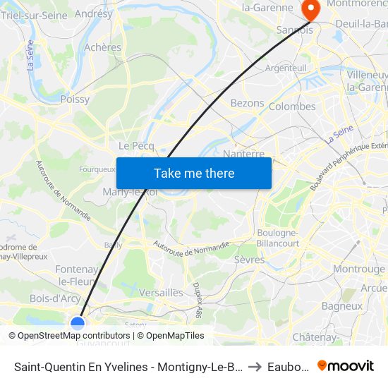 Saint-Quentin En Yvelines - Montigny-Le-Bretonneux to Eaubonne map