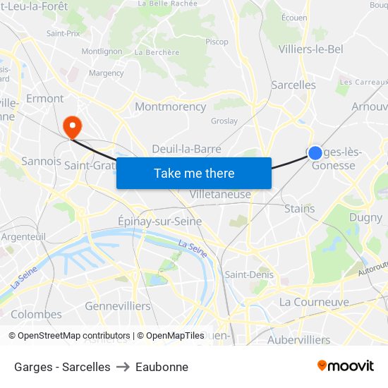 Garges - Sarcelles to Eaubonne map