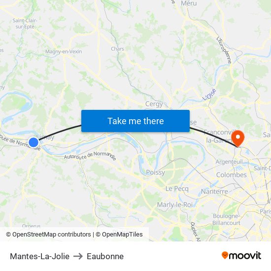 Mantes-La-Jolie to Eaubonne map
