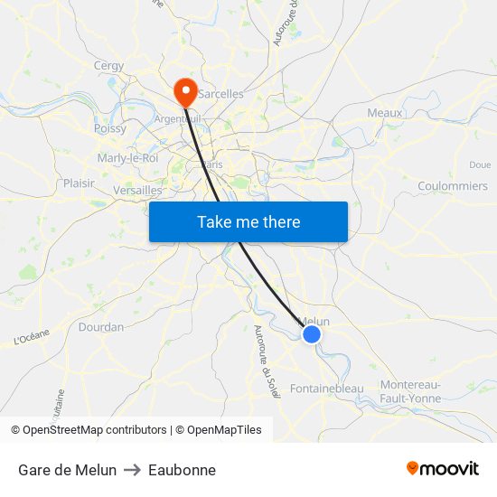 Gare de Melun to Eaubonne map