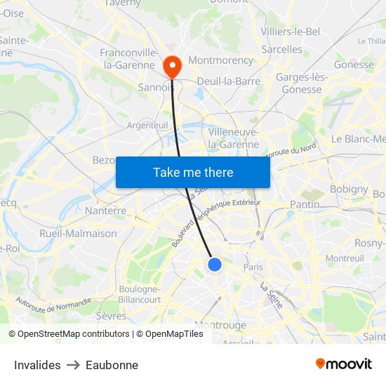 Invalides to Eaubonne map