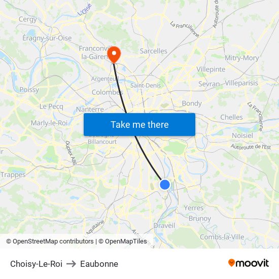 Choisy-Le-Roi to Eaubonne map