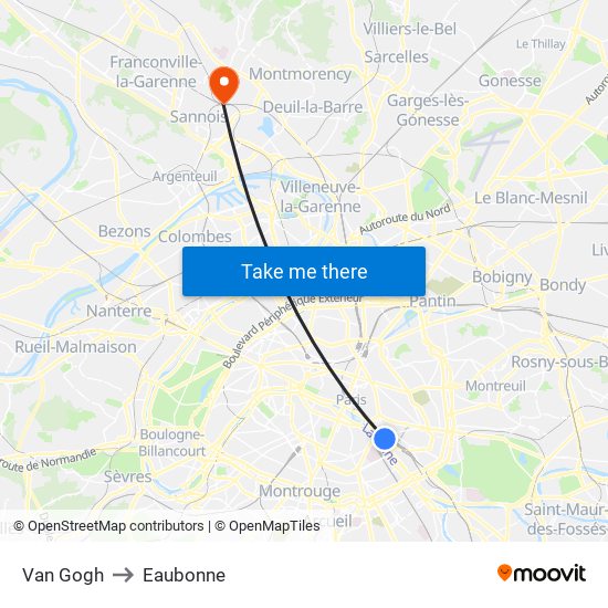 Van Gogh to Eaubonne map