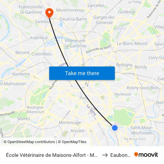 École Vétérinaire de Maisons-Alfort - Métro to Eaubonne map