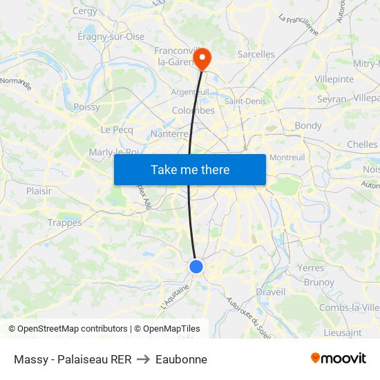 Massy - Palaiseau RER to Eaubonne map