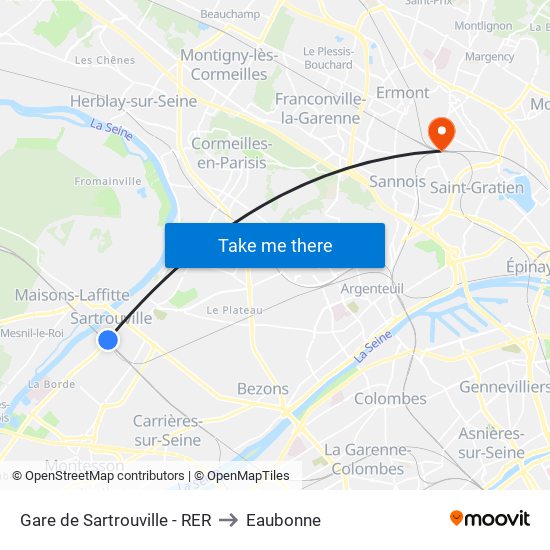 Gare de Sartrouville - RER to Eaubonne map