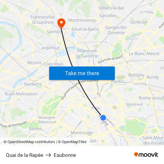 Quai de la Rapée to Eaubonne map