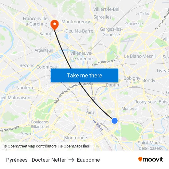 Pyrénées - Docteur Netter to Eaubonne map