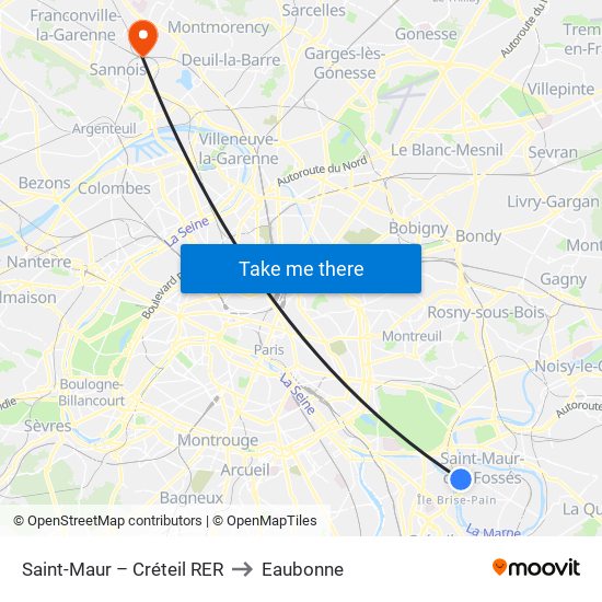 Saint-Maur – Créteil RER to Eaubonne map