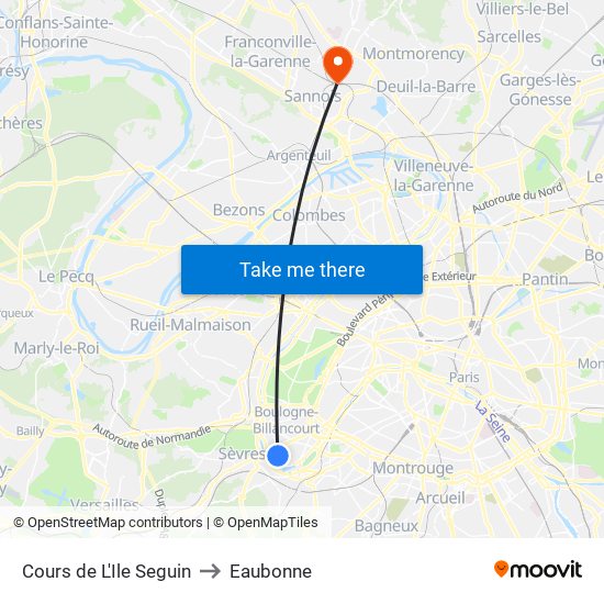 Cours de L'Ile Seguin to Eaubonne map