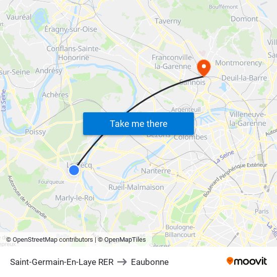 Saint-Germain-En-Laye RER to Eaubonne map