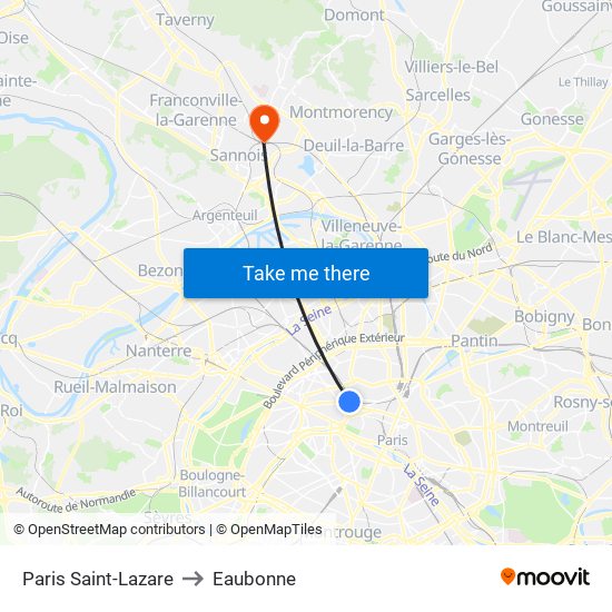 Paris Saint-Lazare to Eaubonne map