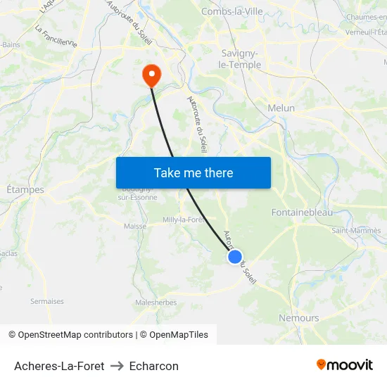 Acheres-La-Foret to Echarcon map