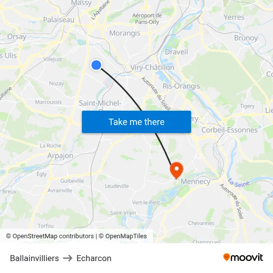 Ballainvilliers to Echarcon map