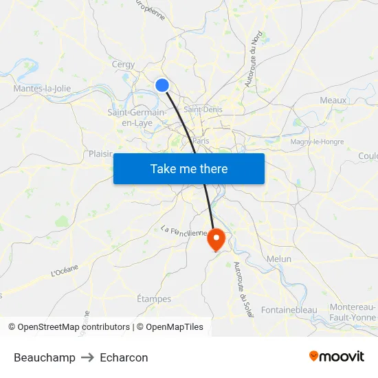 Beauchamp to Echarcon map