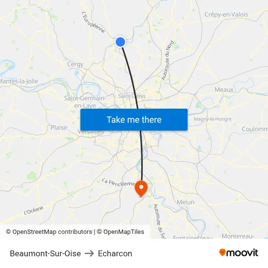 Beaumont-Sur-Oise to Echarcon map