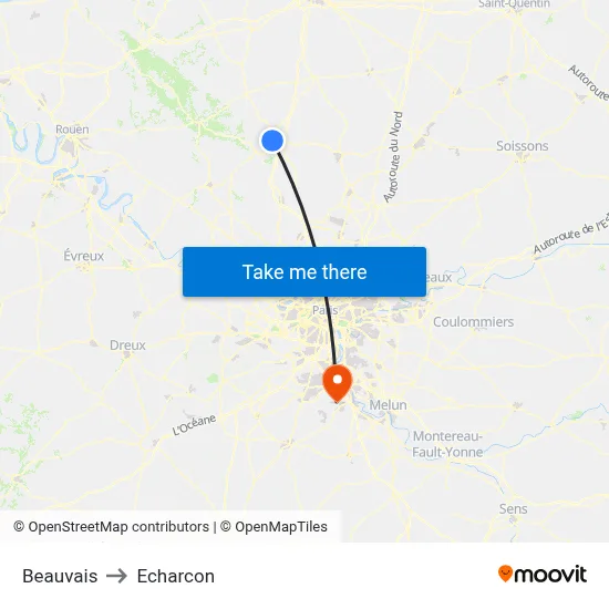 Beauvais to Echarcon map