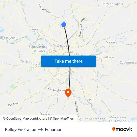 Belloy-En-France to Echarcon map