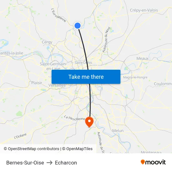 Bernes-Sur-Oise to Echarcon map